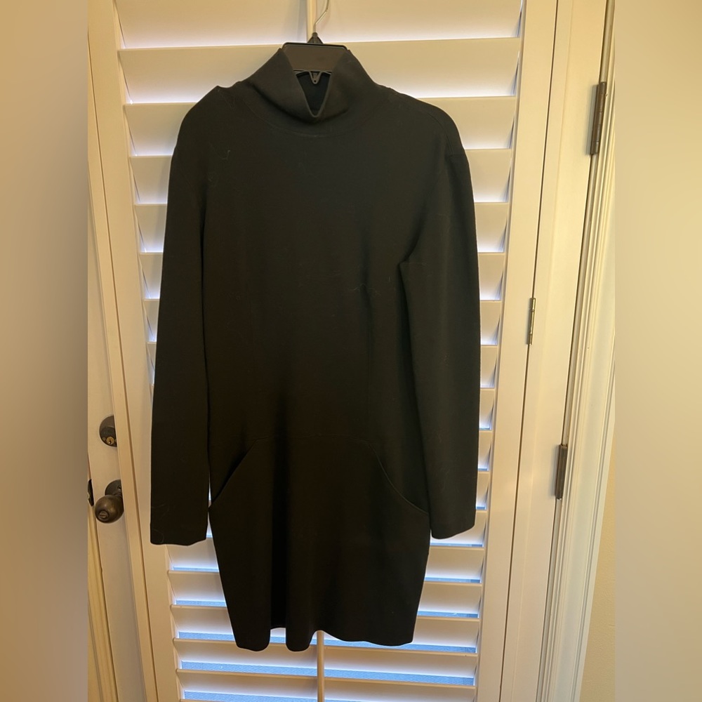 Donna Karan 100% merino wool dress with cowl neck and long sleeves size 10